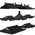 Traditional Chinese Architectural Components Featuring Various Roof Styles With Eaves And Tiles