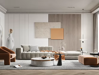 Modern Sofa Coffee Table Combination Sculpture Hanging Painting Wall Decoration 3d model