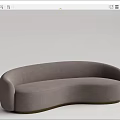 Curved Upholstered Multi Person Sofa In Beige And Gray With Dark Base