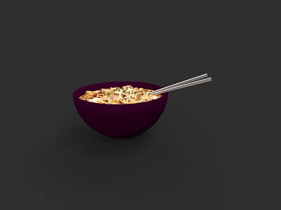 Dinnerware Set with Purple Bowl Filled With Cereal And Silver Spoons 3d model