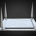Stone Square Platform Structure With Four Conical Spires And Smooth Surface Design 3d model