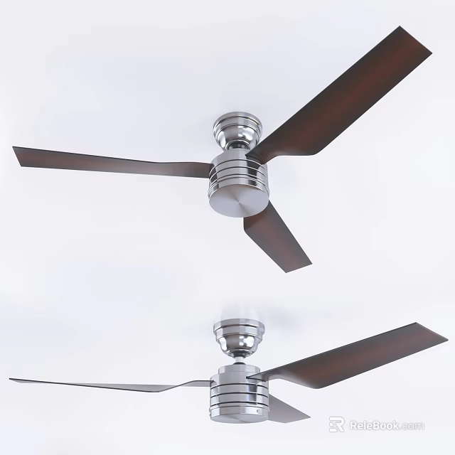 Modern Ceiling Fan With Metal Base And Dark Blades For Contemporary Home Living 3d model 