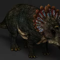 Realistic Reptile Dinosaur Triceratops With Colorful Frill Horns And Textured Skin Design