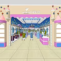 Kids Clothing Store With Castle Shaped Entrance Stars And Pink Blue Decorations
