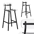 Modern Transparent Bar Stools With Black Metal Legs And Clear Seat Design