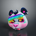 Cute Panda Plush Toy Wearing Colorful Sunglasses With Pink Nose And Tongue Out