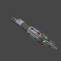 Futuristic Metallic Weapon With Glowing Tip And Intricate Mechanical Structure