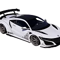 White Two Door Sports Car With Black Roof Large Rear Spoiler And Stylish Exterior