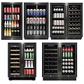 Display Refrigerators Filled With Assorted Bottled Canned Beverages Including Soda Beer