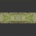 Scenic Ancient Stone Structure Covered With Green Moss Arched Window And Columns