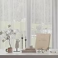 Natural Elegant Tabletop Decorative Ornament Set With Magnolia Branch Candles And Books