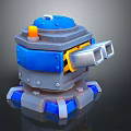 Mechanical Weapon Design With Blue Gray Body Cannon And Orange Top Component