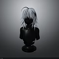 Woman Mannequin Head Feature With Long White Hair On Gray Background