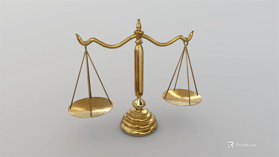 Golden Balance Scale Commercial Equipment Featuring Metallic Trays And Central Pillar Structure 3d model 