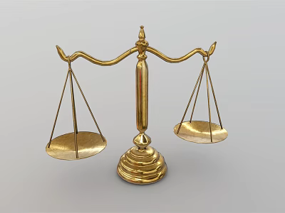 Golden Balance Scale Commercial Equipment Featuring Metallic Trays And Central Pillar Structure 3d model