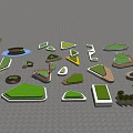 Diverse Tree Pit Designs Featuring Various Shapes And Green Landscaping Elements 3d model