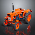 Classic Orange Tractor With Black Wheels And Retro Design Features