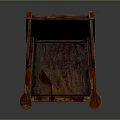 Classic Wooden Chair With Scalloped Carved Backrest And Armrests In Dark Wood