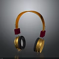 High Quality Sleek Over Ear Headphones With Orange Headband And Red Ear Cushions