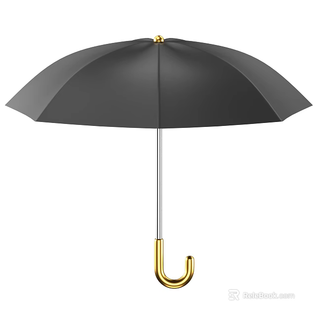 Modern Decorative Ornament Set with Black Umbrella and Golden Handle for Home Decoration 3d model 