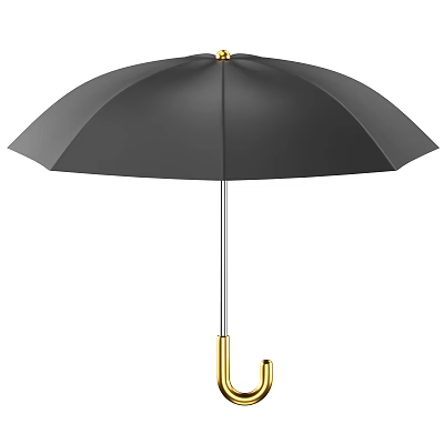Modern Decorative Ornament Set with Black Umbrella and Golden Handle for Home Decoration 3d model