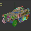 Sand Colored Military Half Track Armored Vehicle With Machine Gun Mount