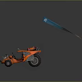 Rugged Terrain Adventure With Orange Off Road Vehicle And Blue Flag