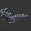 Game Movie Dragon Character 3D Model With Blue Purple Scales And Detailed Flying Wings