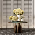 Modern hotel end view table porch table ornaments floral moss combination 3d model