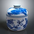 Chinese Style Blue And White Decorative Jar With Dragon Phoenix Patterns And Tai Chi Symbol