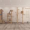 Wooden Cat Trees With Multiple Designs Hanging Ladders And Platforms For Cats 3d model