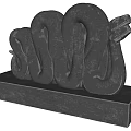 Artistic Black Stone Snake Shaped Sculpture Carving With Coiled Design And Solid Base 3d model
