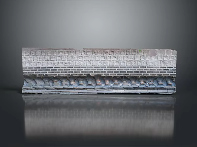 Architectural Brick Component With Square Brick Pattern And Layered Stone Base 3d model