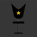 Stylish Black Bar Stool With Yellow Star Pattern On Backrest For Modern Home Bar Use