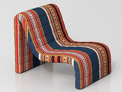 Colorful Striped Bean Bag Chair With Curved Design For Comfortable Home Seating 3d model