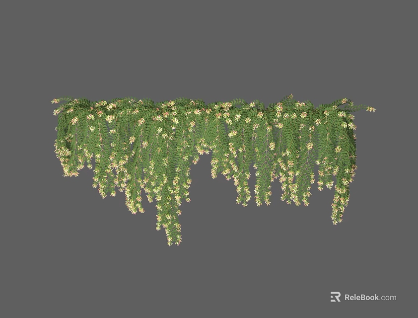 Hanging Green Vine With Lush Leaves And White Small Flowers For Natural Decoration 3d model 