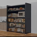 Modern Kitchen Interior Featuring White Cabinets And Open Storage Shelves