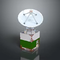 Satellite Dish Antenna Mounted On White And Green Base With Parabolic Reflector And Support Frame
