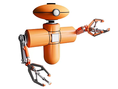Intelligent Orange Robot Machine With Multiple Mechanical Arms And Modern Design 3d model
