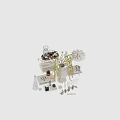 Elegant Decorative Ornament Set With Vase Flowers Books Scented Bottles And Earrings