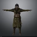 3D Military Soldier Character With Helmet Goggles Green Coat And Brown Boots
