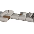 Modern Corner Sofa Cream Multiplayer Sofa 3d model
