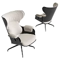 Modern Accent Chair Light Beige And Black Soft Upholstered Curved Backrest With Metal Legs Design