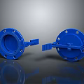 Blue Industrial Butterfly Valves With Flanged Ends And Manual Handles Construction Design