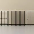 Modern Sliding Doors With Black Frames And Different Glass Designs For Interior Space 3d model