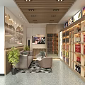 Tobacco and Liquor Shop Interior Featuring Shelves With Various Liquor Bottles And Tobacco Items