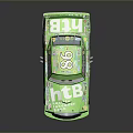 Green Race Car With Number 86 And Decorative Sponsor Logos