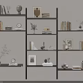 Elegant Wall Hanging Cabinets With Books Photo Frames And Decorative Plants