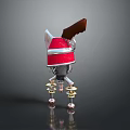 Red And Silver Mechanical Weapon With Wooden Handle And Gold Base Decorations