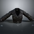 Stylish Black Leather Jacket Design With Lapel Collar Belt Buckle And Stitched Sleeves